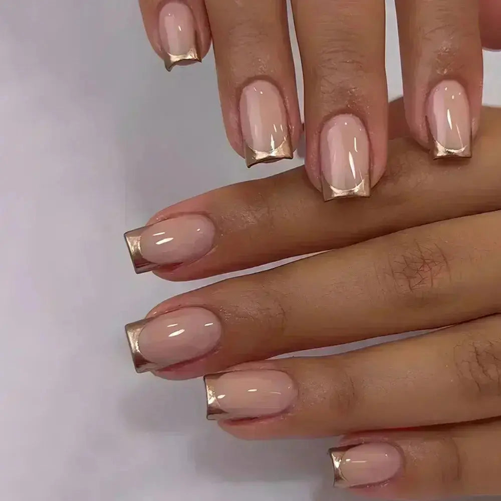 24Pcs French Tip Handmade Press On Nails Minimalist Solid Color Fake Nails Medium Square Full Cover Press On Nail Tips With Glue Ma boutique