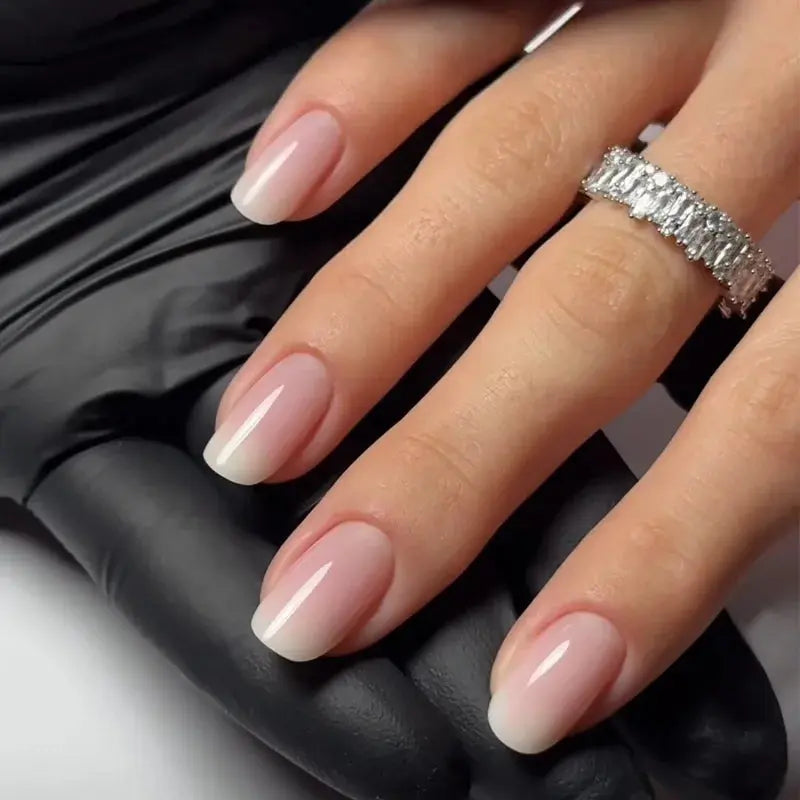 24Pcs French Tip Handmade Press On Nails Minimalist Solid Color Fake Nails Medium Square Full Cover Press On Nail Tips With Glue Ma boutique