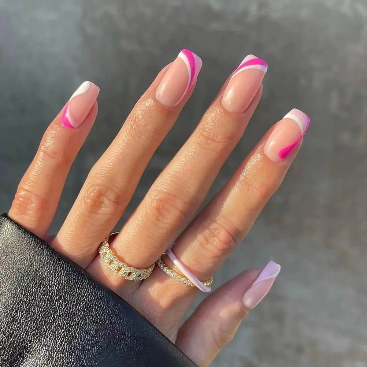 24Pcs French Tip Handmade Press On Nails Minimalist Solid Color Fake Nails Medium Square Full Cover Press On Nail Tips With Glue Ma boutique