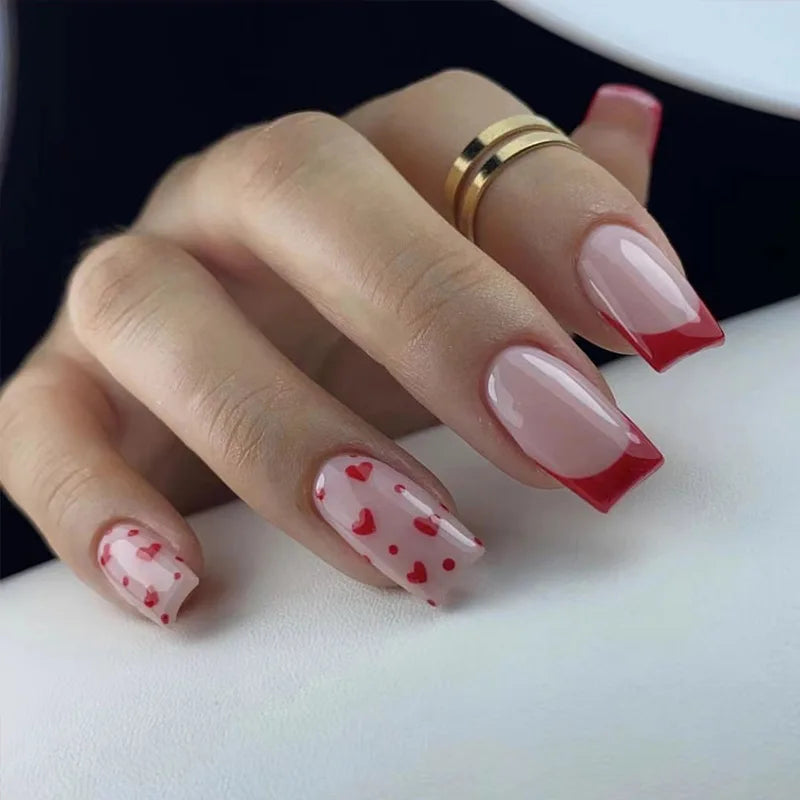 24Pcs French Tip Handmade Press On Nails Minimalist Solid Color Fake Nails Medium Square Full Cover Press On Nail Tips With Glue Ma boutique