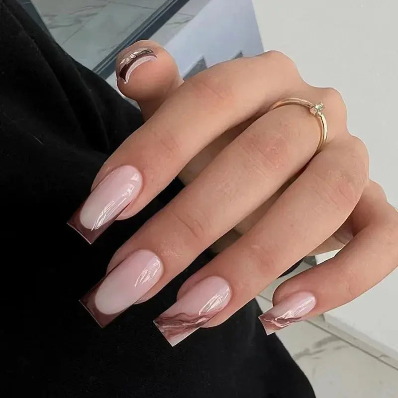 24Pcs French Tip Handmade Press On Nails Minimalist Solid Color Fake Nails Medium Square Full Cover Press On Nail Tips With Glue Ma boutique