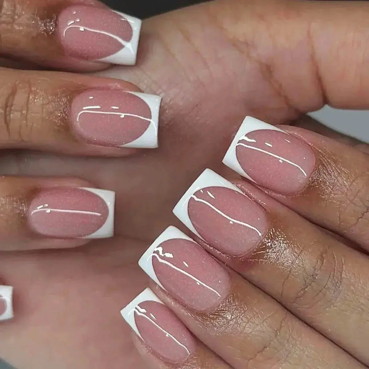 24Pcs French Tip Handmade Press On Nails Minimalist Solid Color Fake Nails Medium Square Full Cover Press On Nail Tips With Glue Ma boutique