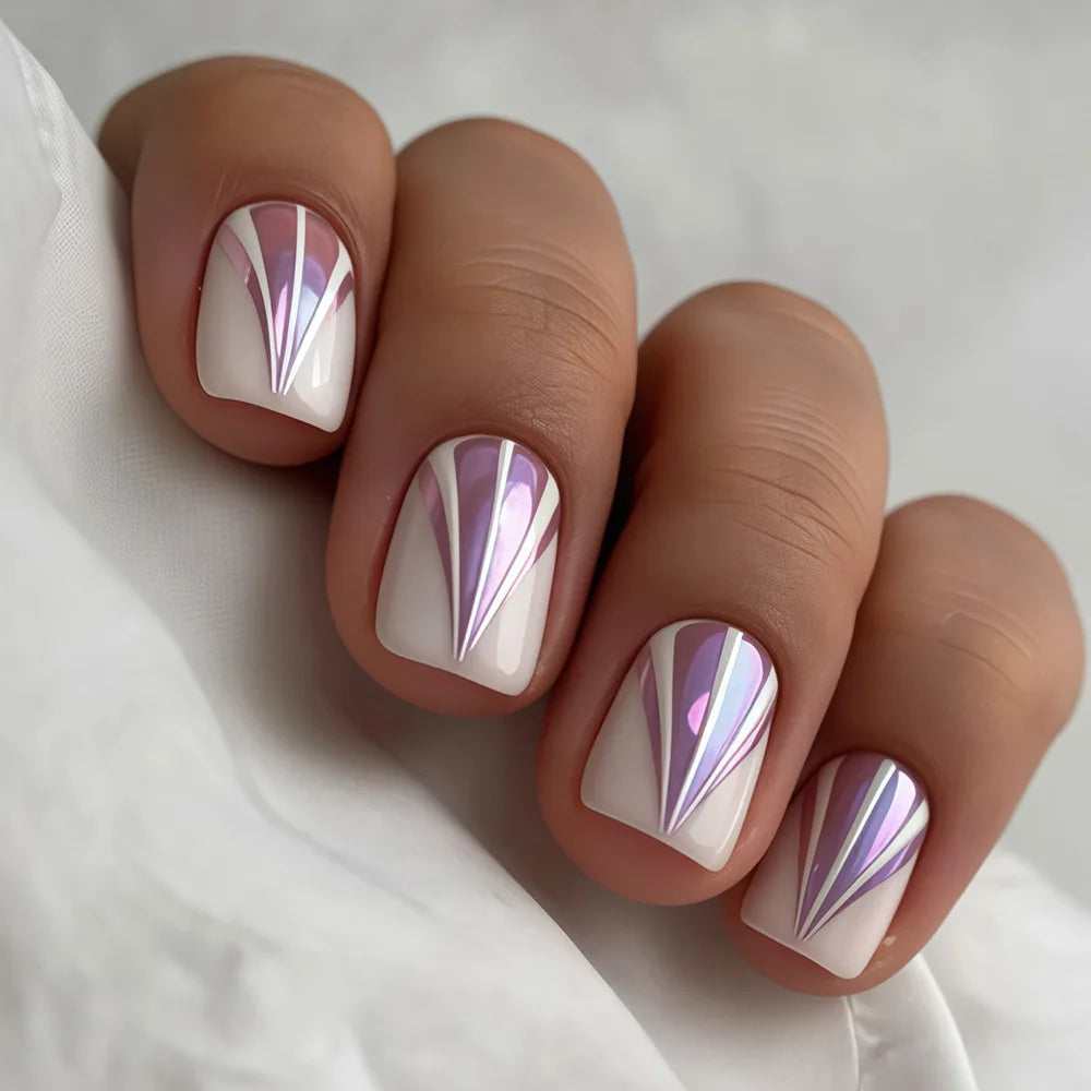 24Pcs French Tip Handmade Press On Nails Minimalist Solid Color Fake Nails Medium Square Full Cover Press On Nail Tips With Glue Ma boutique